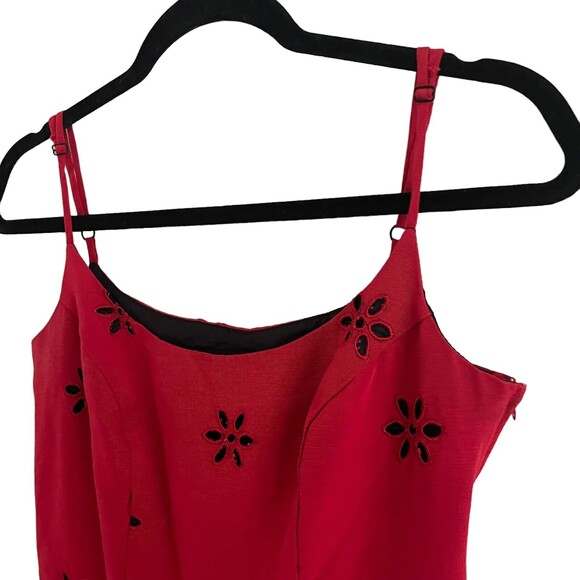 Betsy Johnson Evening Dress Size S Red Embroidered Top Black Puffy Chiffon Skirt - Picture 4 of 13